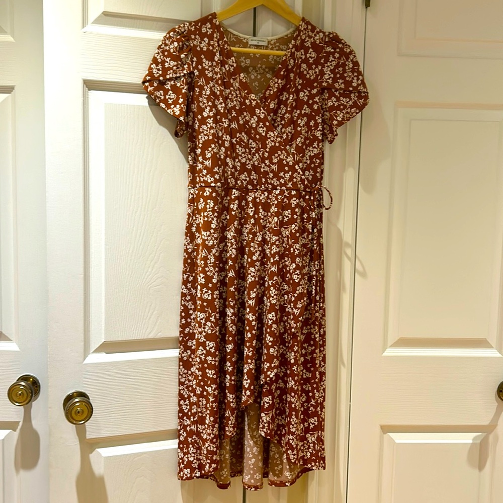 Petite assembly brand, size small, flowy, casual, boho style ruffled dress.